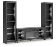 Cayberry Black 3-Piece Entertainment Center with Electric Fireplace - W2721W2