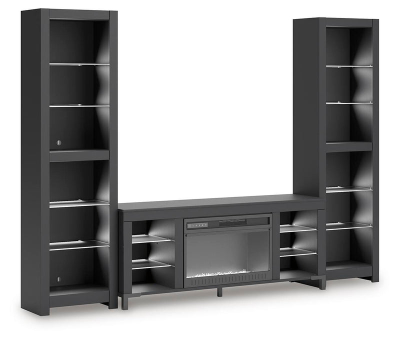 Cayberry Black 3-Piece Entertainment Center with Electric Fireplace - W2721W2