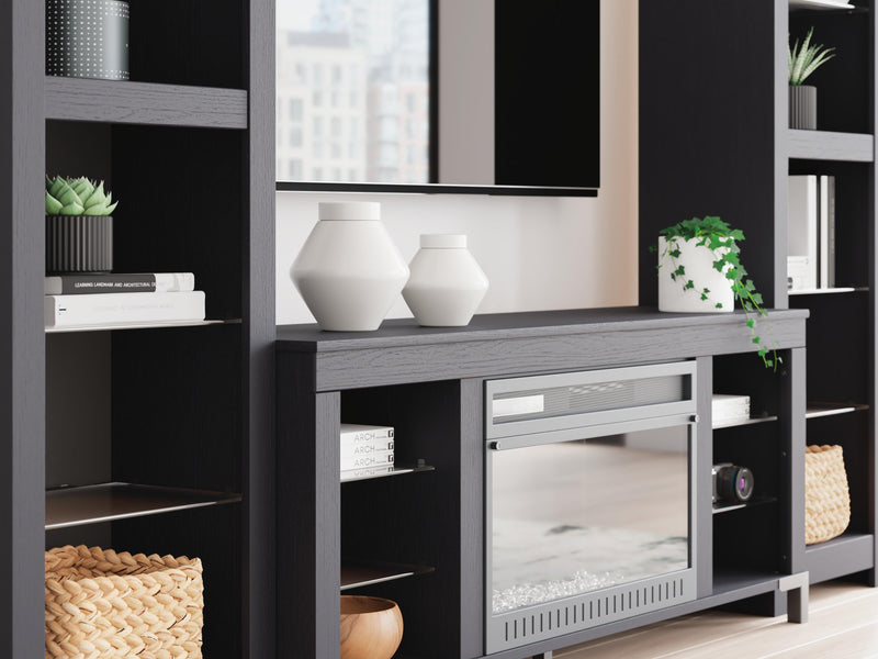Cayberry Black 3-Piece Entertainment Center with Electric Fireplace - W2721W2