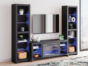 Cayberry Black 3-Piece Entertainment Center with Electric Fireplace - W2721W2