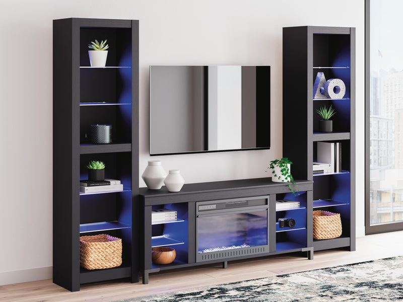Cayberry Black 3-Piece Entertainment Center with Electric Fireplace - W2721W2