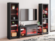 Cayberry Black 3-Piece Entertainment Center with Electric Fireplace - W2721W2
