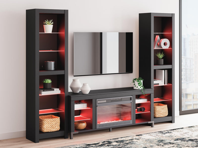 Cayberry Black 3-Piece Entertainment Center with Electric Fireplace - W2721W2