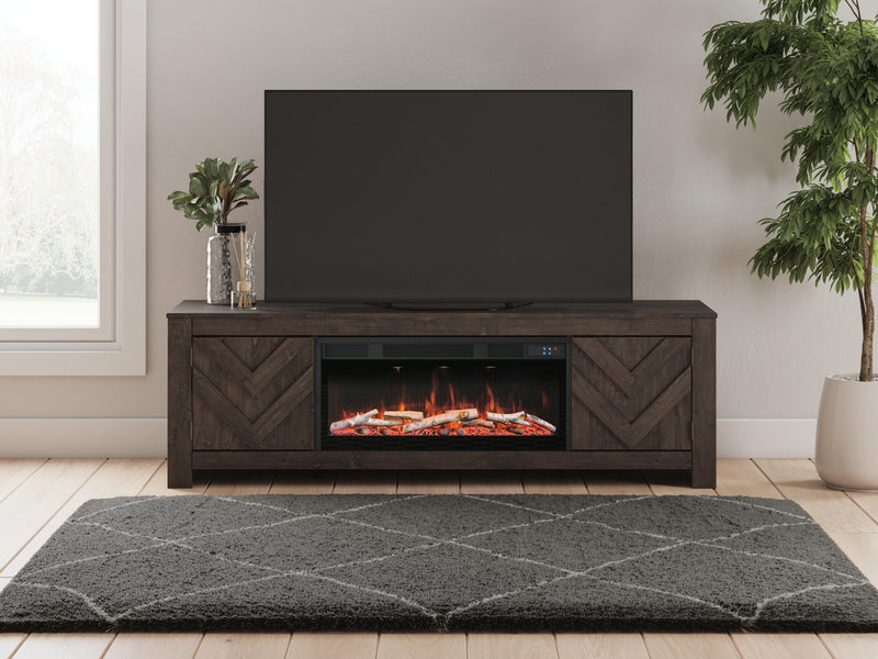 Cayboni Black 71" TV Stand with Electric Fireplace - W3789W1