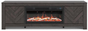 Cayboni Black 71" TV Stand with Electric Fireplace - W3789W1