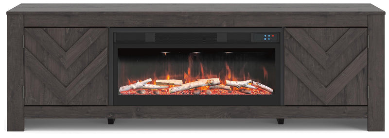 Cayboni Black 71" TV Stand with Electric Fireplace - W3789W1