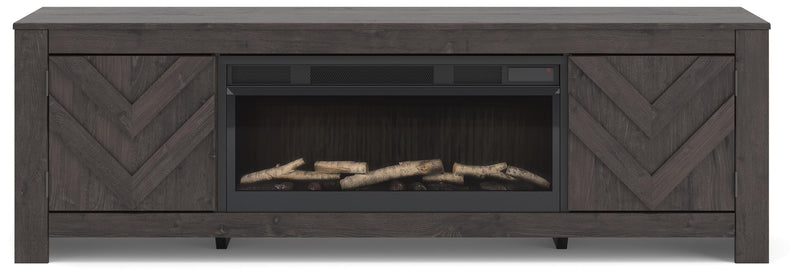 Cayboni Black 71" TV Stand with Electric Fireplace - W3789W1