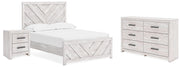 Cayboni Full Panel Bed with Dresser and Nightstand in Whitewash - PKG019191