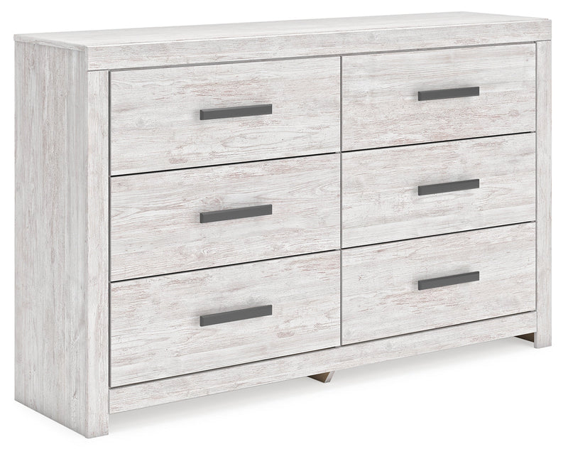 Cayboni Full Panel Bed with Dresser in Whitewash - PKG016587