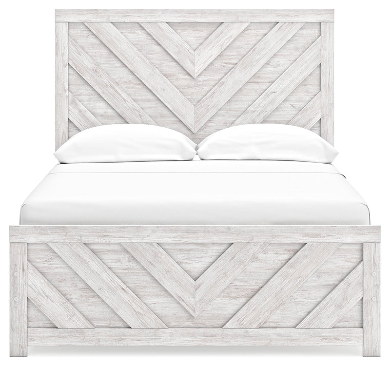 Cayboni Full Panel Bed with Dresser in Whitewash - PKG016587