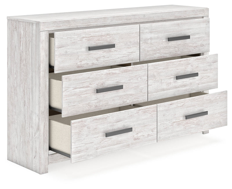 Cayboni Full Panel Bed with Dresser in Whitewash - PKG016587