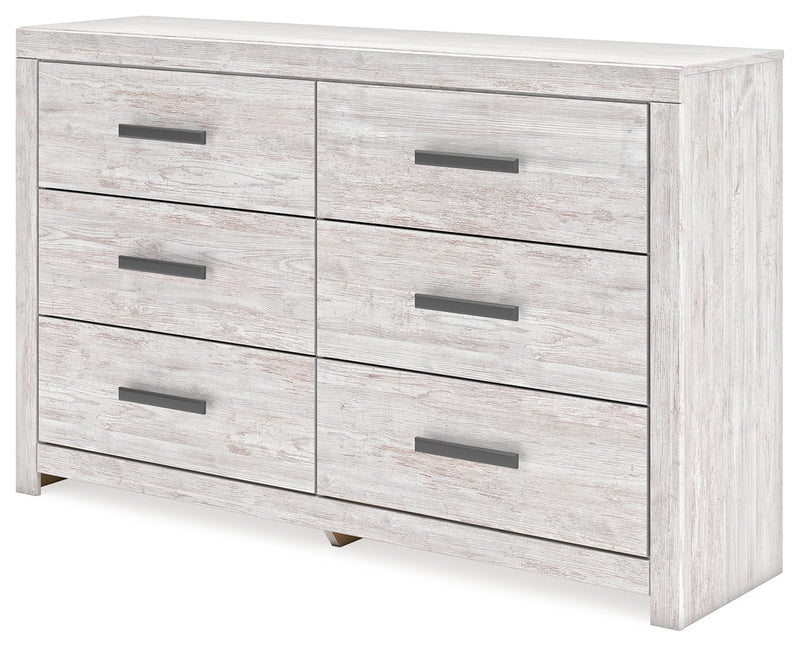 Cayboni Full Panel Bed with Dresser in Whitewash - PKG016587