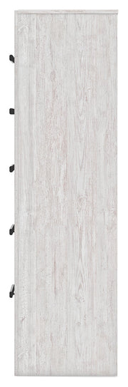 Cayboni Full Panel Bed with Mirrored Dresser and Chest in Whitewash - PKG016594