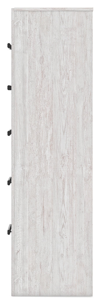 Cayboni Full Panel Bed with Mirrored Dresser and Chest in Whitewash - PKG016594