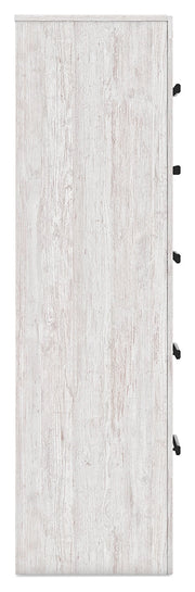Cayboni Full Panel Bed with Mirrored Dresser, Chest and 2 Nightstands in Whitewash - PKG016592