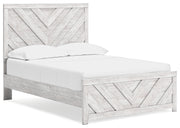 Cayboni Full Panel Bed with Mirrored Dresser in Whitewash - PKG016590