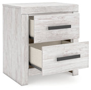 Cayboni Full Panel Bed with Nightstand in Whitewash - PKG016589