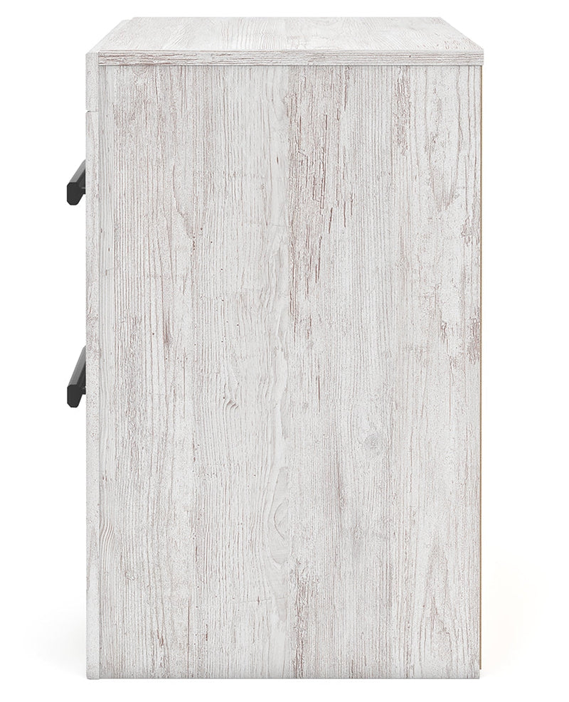 Cayboni Full Panel Bed with Nightstand in Whitewash - PKG016589