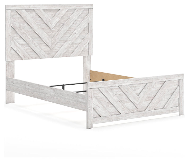 Cayboni Full Panel Bed with Nightstand in Whitewash - PKG016589