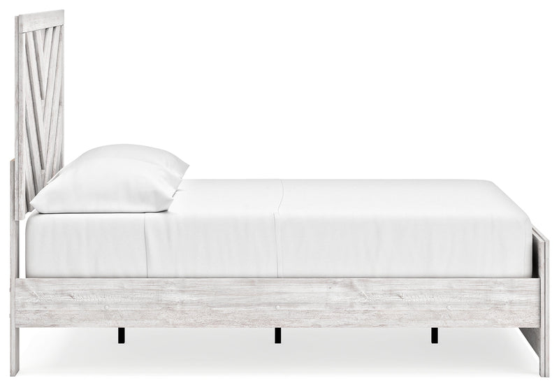 Cayboni Full Panel Bed with Nightstand in Whitewash - PKG016589