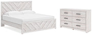 Cayboni King Panel Bed with Dresser in Whitewash - PKG019179