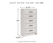 Cayboni King Panel Bed with Mirrored Dresser and Chest in Whitewash from Ashley - Luna Furniture