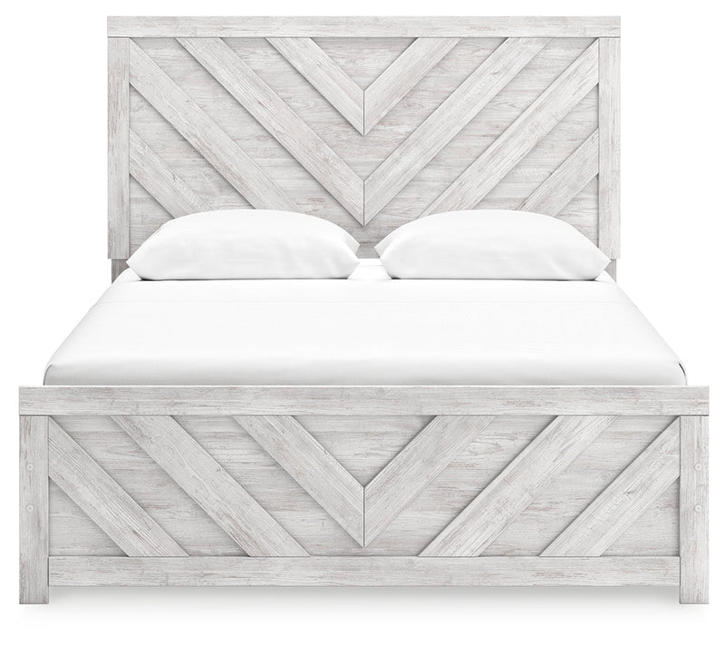 Cayboni Queen Panel Bed with 2 Nightstands in Whitewash from Ashley - Luna Furniture