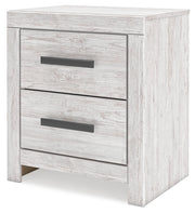 Cayboni Queen Panel Bed with 2 Nightstands in Whitewash from Ashley - Luna Furniture
