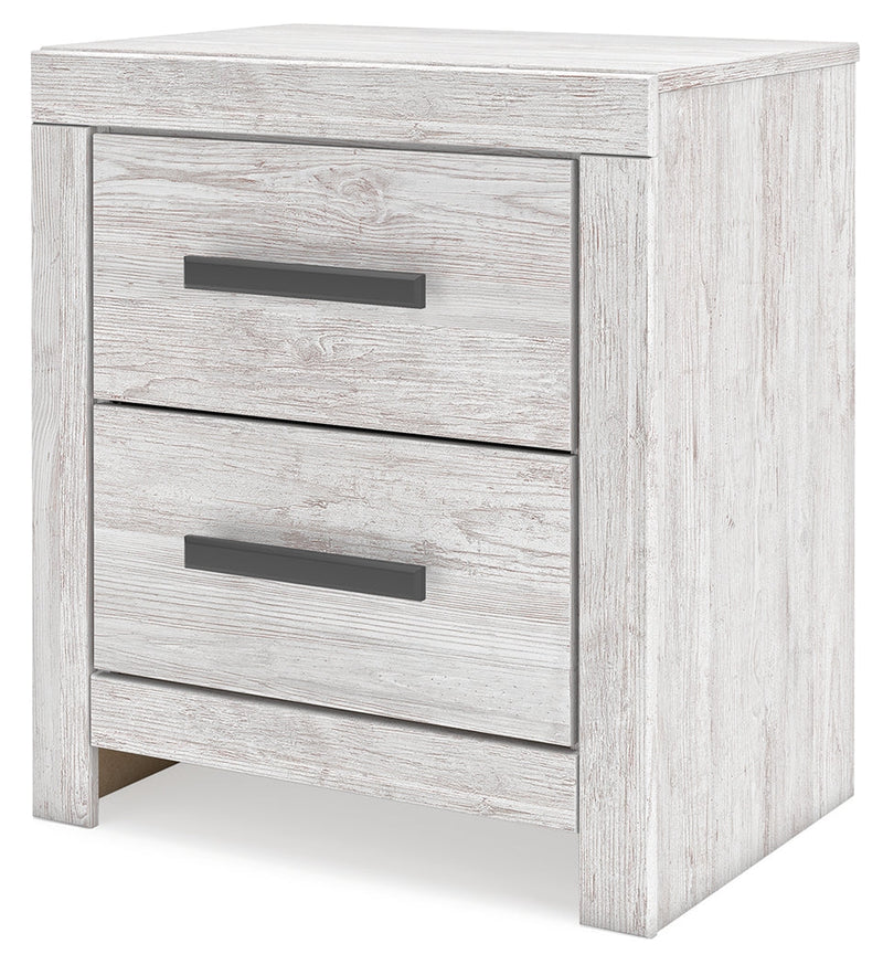 Cayboni Queen Panel Bed with 2 Nightstands in Whitewash from Ashley - Luna Furniture