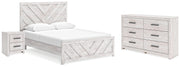 Cayboni Queen Panel Bed with Dresser and Nightstand in Whitewash - PKG019192