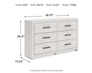 Cayboni Queen Panel Bed with Dresser in Whitewash - PKG016686