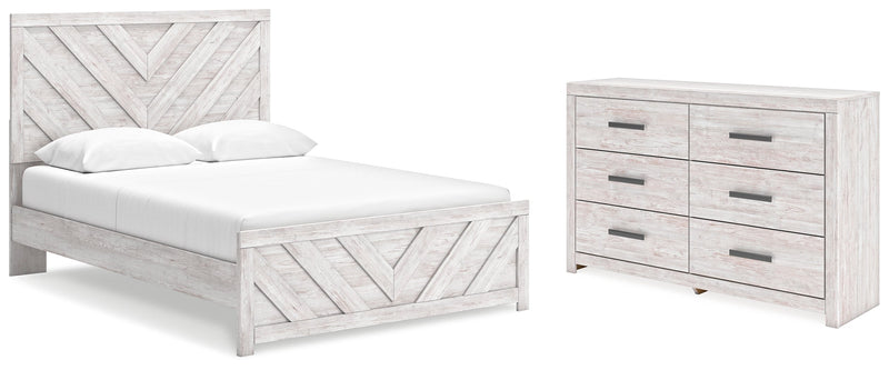 Cayboni Queen Panel Bed with Dresser in Whitewash - PKG016686