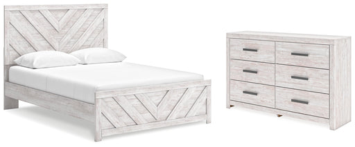 Cayboni Queen Panel Bed with Dresser in Whitewash - PKG016686