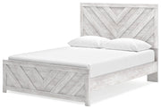 Cayboni Queen Panel Bed with Mirrored Dresser in Whitewash - PKG016689