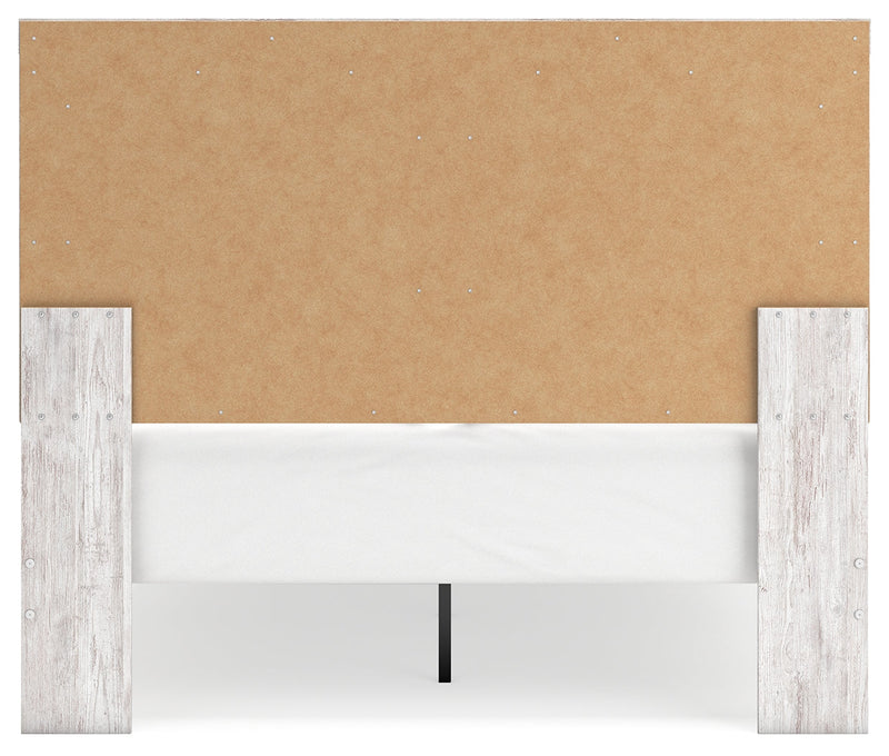 Cayboni Queen Panel Bed with Mirrored Dresser in Whitewash - PKG016689