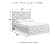 Cayboni Queen Panel Bed with Mirrored Dresser in Whitewash - PKG016689