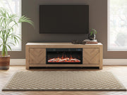 Cayboni Tan 71" TV Stand with Electric Fireplace - W3787W1