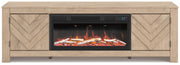 Cayboni Tan 71" TV Stand with Electric Fireplace - W3787W1