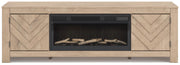 Cayboni Tan 71" TV Stand with Electric Fireplace - W3787W1