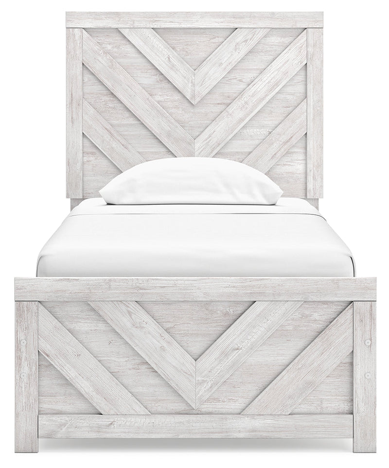 Cayboni Twin Panel Bed with Dresser in Whitewash - PKG019170