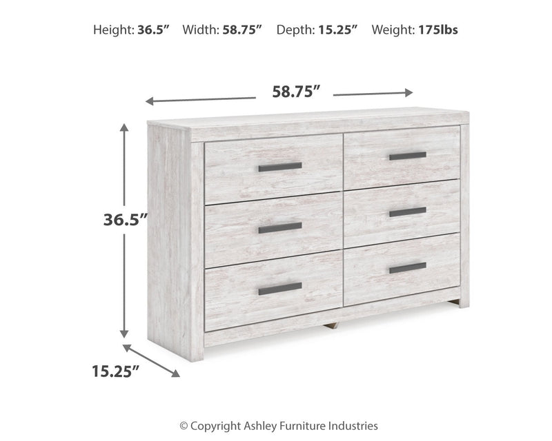 Cayboni Twin Panel Bed with Dresser in Whitewash - PKG019170