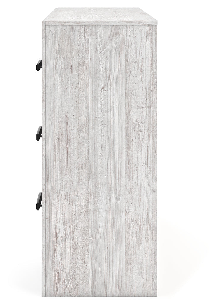Cayboni Twin Panel Bed with Dresser in Whitewash - PKG019170
