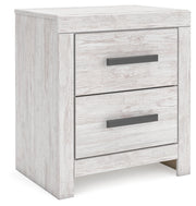 Cayboni Twin Panel Bed with Mirrored Dresser and 2 Nightstands in Whitewash from Ashley - Luna Furniture