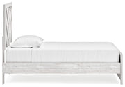 Cayboni Twin Panel Bed with Mirrored Dresser and Nightstand in Whitewash - PKG019167