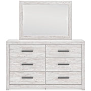 Cayboni Twin Panel Bed with Mirrored Dresser, Chest and 2 Nightstands in Whitewash - PKG019166