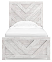 Cayboni Twin Panel Bed with Nightstand in Whitewash from Ashley - Luna Furniture