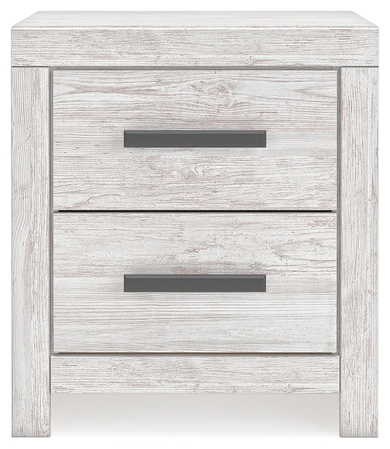 Cayboni Twin Panel Bed with Nightstand in Whitewash from Ashley - Luna Furniture