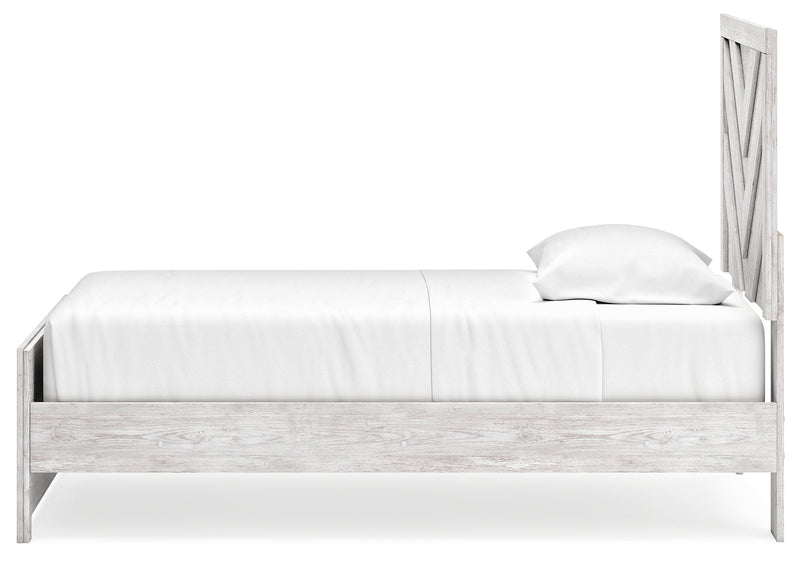 Cayboni Twin Panel Bed with Nightstand in Whitewash from Ashley - Luna Furniture