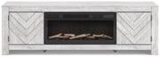 Cayboni Whitewash 71" TV Stand with Electric Fireplace - W3788W1