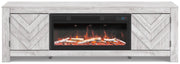 Cayboni Whitewash 71" TV Stand with Electric Fireplace - W3788W1
